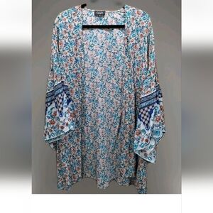 Gigio Women's Multicolor Floral Kimono Print Boho  Sz OS One Size Fits Most EUC